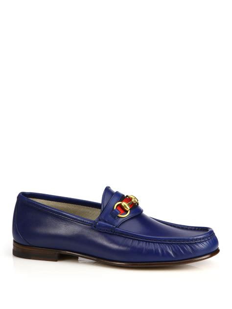 gucci blue leather maritime loafers dress men shoes|gucci loafers men nordstrom.